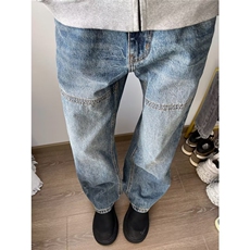 秋季新款高街轻工装结构拼接线牛仔裤XK8097P50，男装牛仔裤，星座1116-2