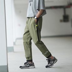 法式机能裤男亮色竖条潮牌宽松直筒束脚裤休闲长裤Y012，男装休闲裤，星座1501
