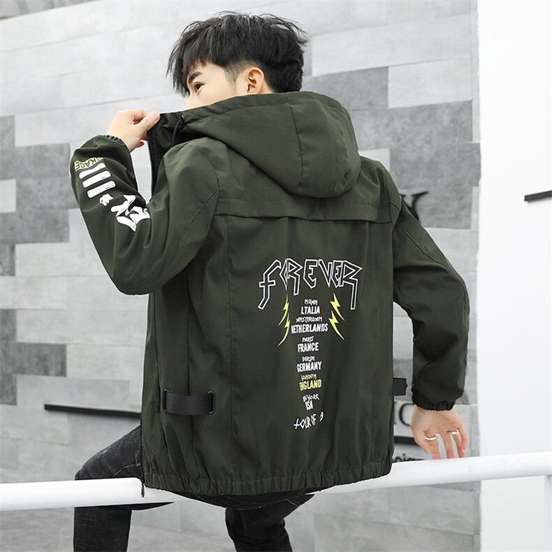 初中男生外套秋装夹克韩版帅气高中青少年潮流上衣H8802-P50，男装夹克，星座509
