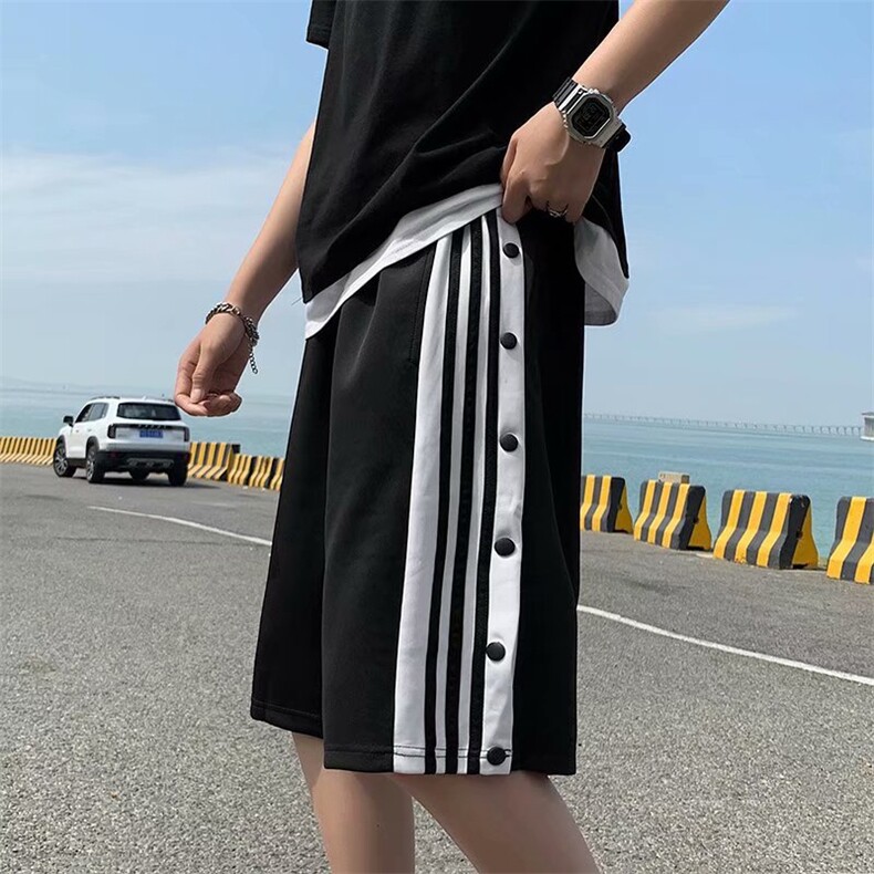 21夏季薄款全开排扣运动短裤男五分裤中裤休闲沙滩裤DK040-P28图片
