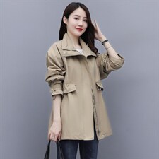 2021春装新款风衣女中长款韩版宽松百搭流行小个子休闲外套，女装风衣，瑶迪依秀