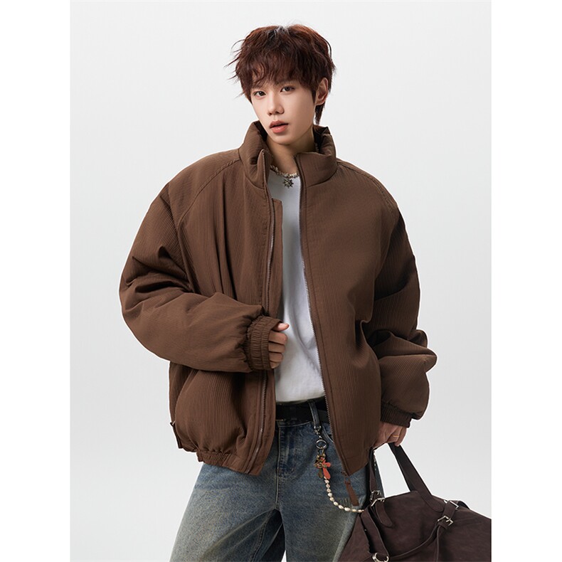 MFDD012-P80冬季日系竖条纹美拉德棉衣男宽松保暖棉服外套,男装棉衣,星座712A-1