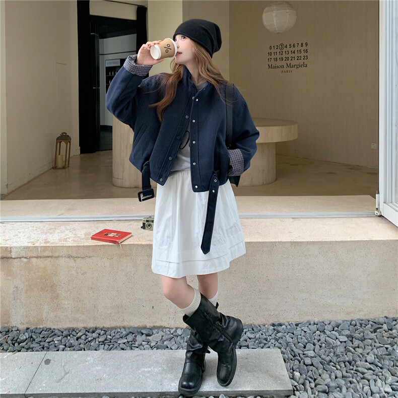 秋冬新款立领毛呢夹棉外套女2025新款韩系外套A569P185K268,女装短外套,2C268