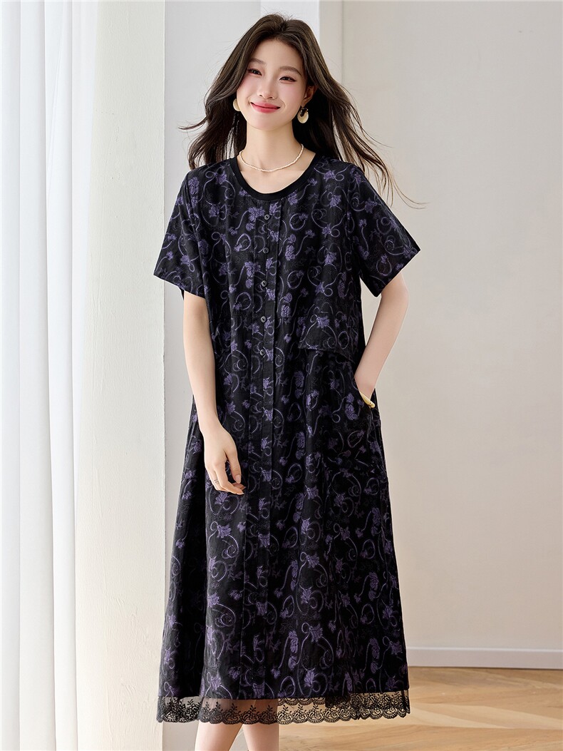 【夏季女装新款】2026夏季大量现货时尚宽松大版提花连衣裙,女装连衣裙,缘衣格