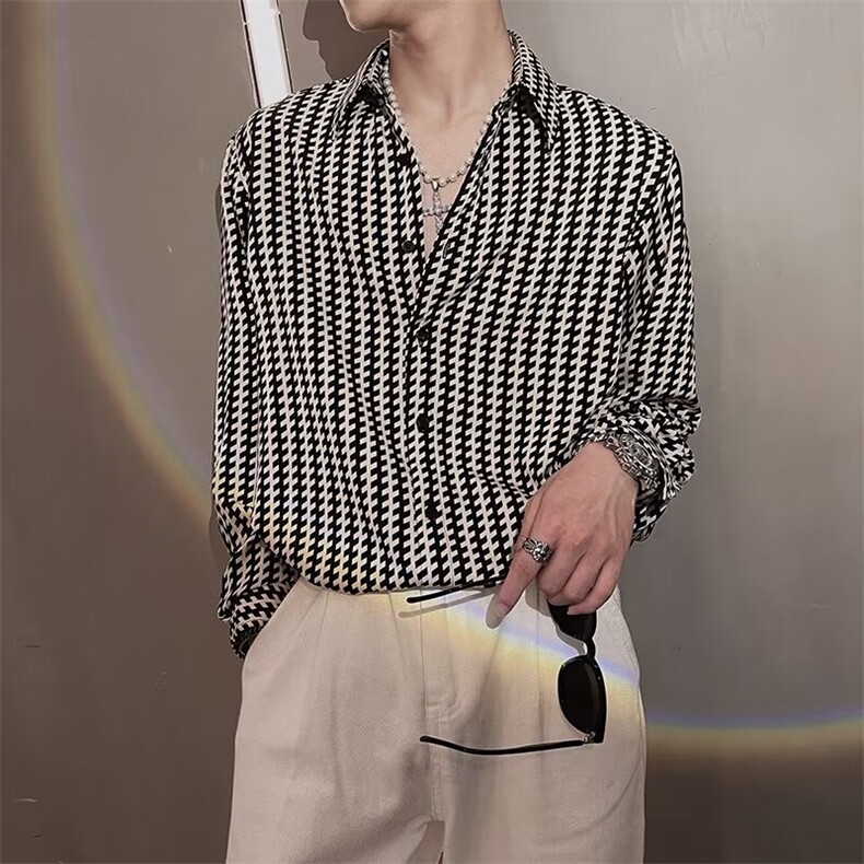 高级感衬衫男士长袖秋季新款防晒外套薄款宽松百搭翻领发型师衬衣，男装防晒衣，星座516A