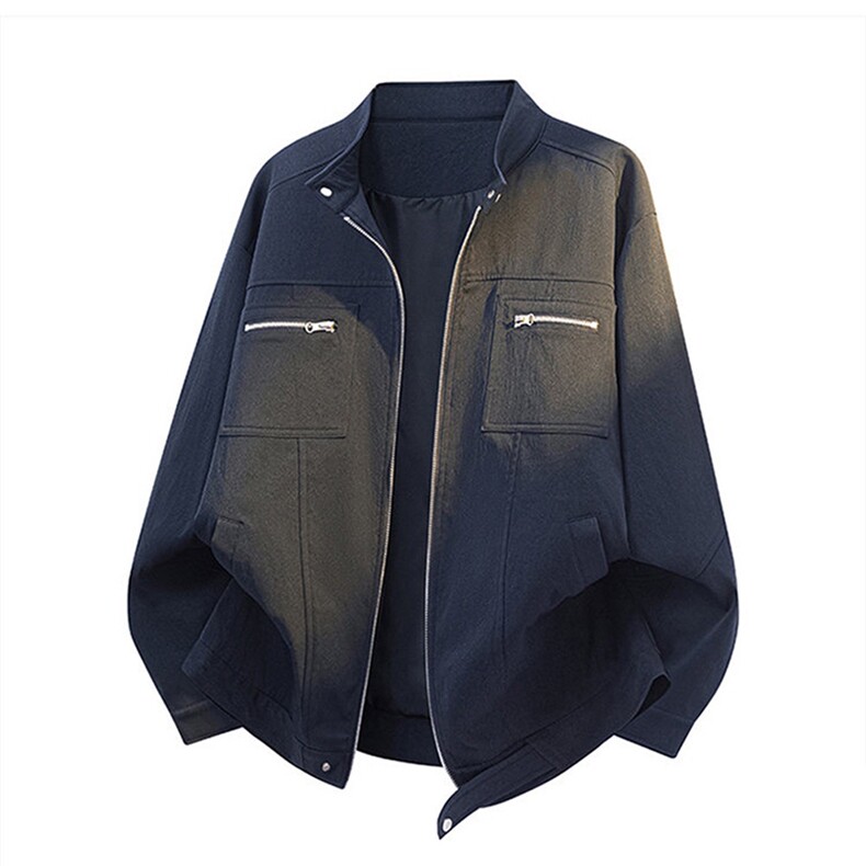 26春装高品质老钱风立领夹克外套男女美式潮牌拉链工装风宽松上衣，男装夹克，电商A486