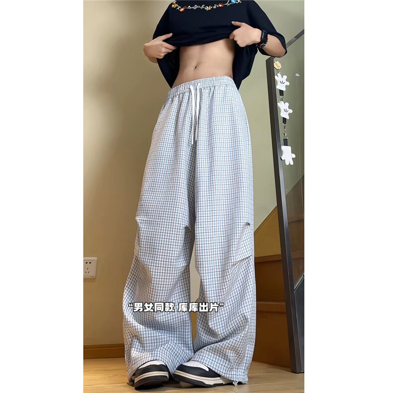 可束脚秋款格子宽松伞兵裤男士休闲裤弯刀裤阔腿裤K6658-特P38,男装休闲裤,电商A006