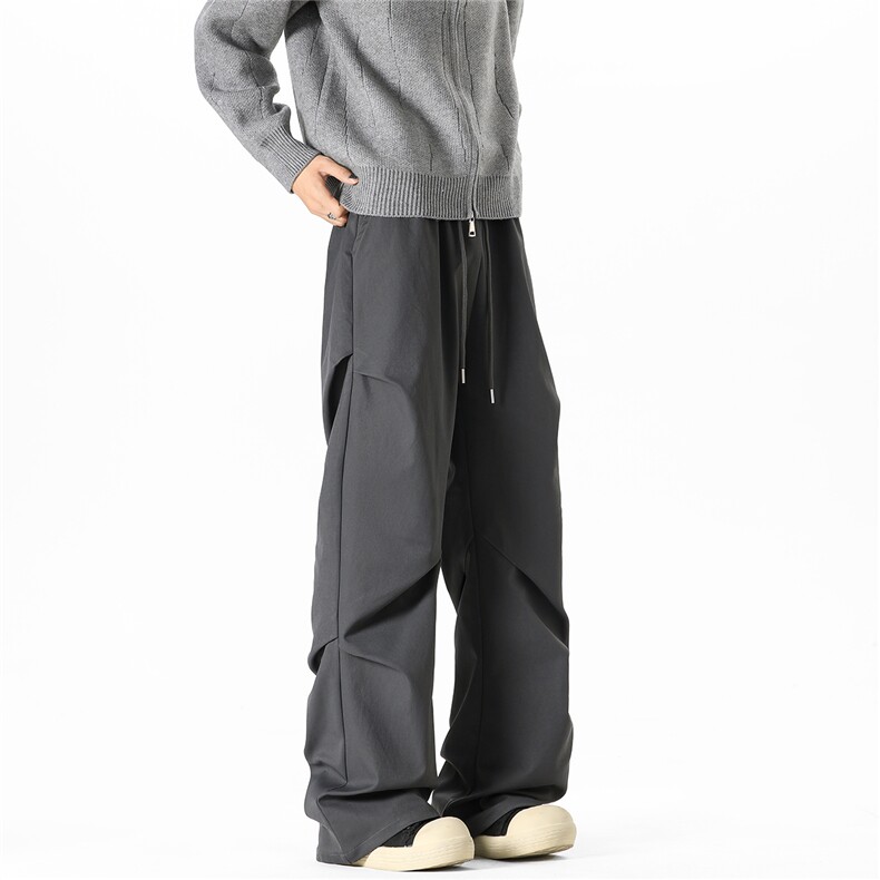 YK136特P40控68无影墙秋季加厚斜纹面料美式褶皱微喇休闲裤子，男装休闲裤，电商A249