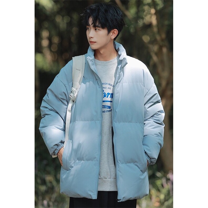 W591-P782025冬季纯色立领男女情侣装面包服保暖短款棉服外套,男装棉衣,星座911-1