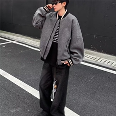 新款简约日系流行慵懒潮流原宿文艺ins时尚棒球服毛呢外套气质，女装短外套，星座506A