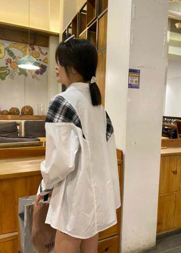 拼接衬衫外套，女装衬衫，Q.P