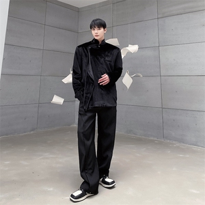 早春新款金丝绒外套新藏式反文化中山装西服男女A345-230-P120图片