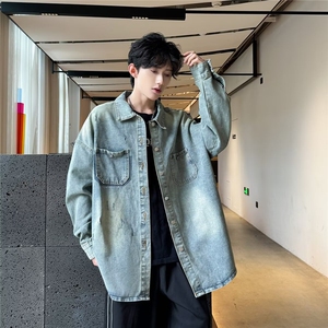 牛仔衬衫外套男士痞帅春秋炸街高级感青少年夹克上衣2561 P55图片