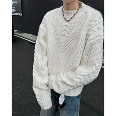 美式复古小众设计感螺纹针织毛衣男潮牌高级感针织衫，男装针织衫/毛衣，星座410-7