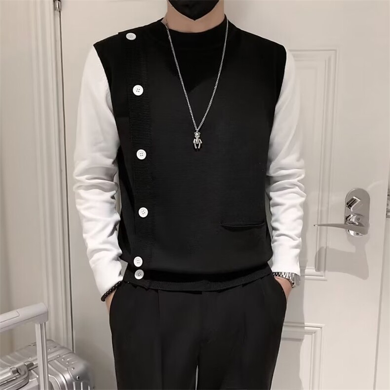 高级感毛衣男秋冬季打底衫痞帅线衣2024新款男装潮牌假两S548-P48,男装针织衫/毛衣,星座1109-3