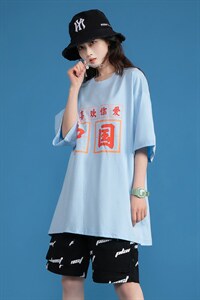 夏季爱印花中性风三色宽松T恤 A071-5502-P25（控38）图片