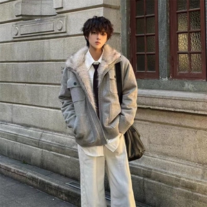 美式毛领座山雕棉服男款冬季加绒外套短款保暖棉衣MF344-P129图片