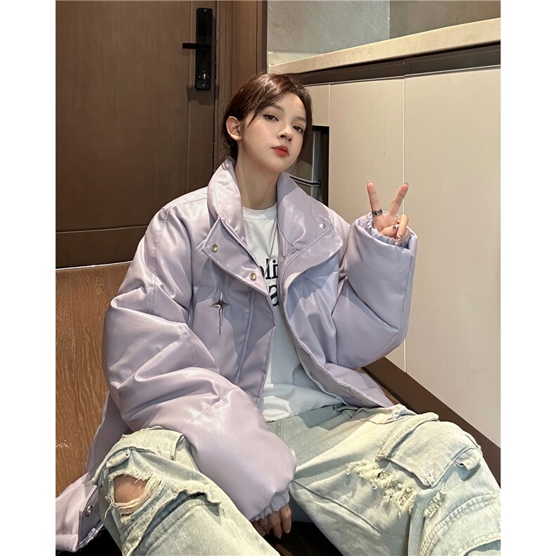 中性冬季宽松钢印PU皮棉衣潮加厚棉服外套XZ811A-MF199-P125,男装棉衣,星座811A