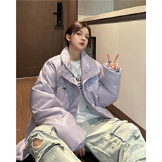 中性冬季宽松钢印PU皮棉衣潮加厚棉服外套XZ811A-MF199-P125，男装棉衣，星座811A