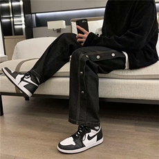 排扣牛仔裤男直筒潮牌ins休闲宽松bf韩版红老爹裤M910-p40，男装牛仔裤，星座1008-1