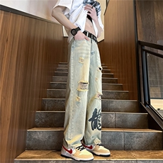 xz116-k1079-P55-控78现货大码破洞牛仔裤，男装牛仔裤，星座116