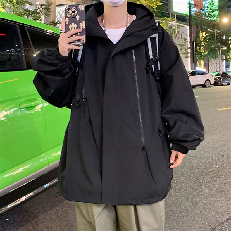 大码连帽冲锋衣户外春季新款夹克防水外套情侣款A266-JK8018-P45图片