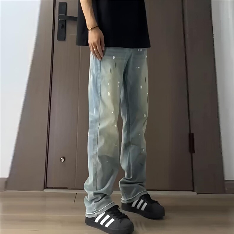 KF-美式复古泼墨潮牌百搭休闲时尚潮流vibe裤子XZ1811B-AN01055,男装休闲裤,星座1811B