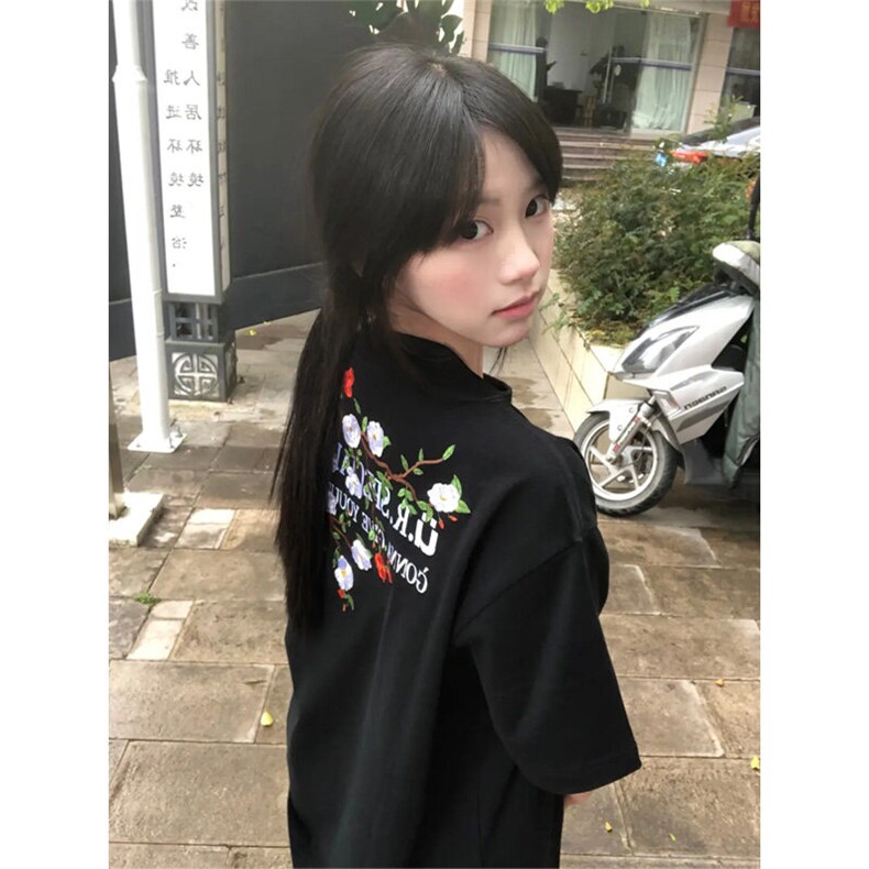 DX88LL-特P38花卉刺绣印花纯棉短袖t恤夏季cleanfit潮牌半袖,男装T恤,星座1007（原301D）