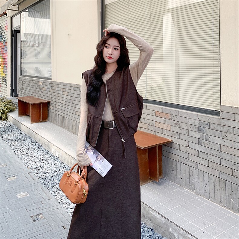 秋装新品韩版显瘦马甲半身裙休闲两件套P185K288,女装套装/套裙,2C219