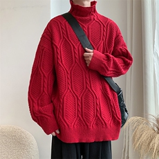 M9102/P70秋冬设计感新款高领毛衣男百搭简约宽松针织衫外套，男装针织衫/毛衣，电商A141