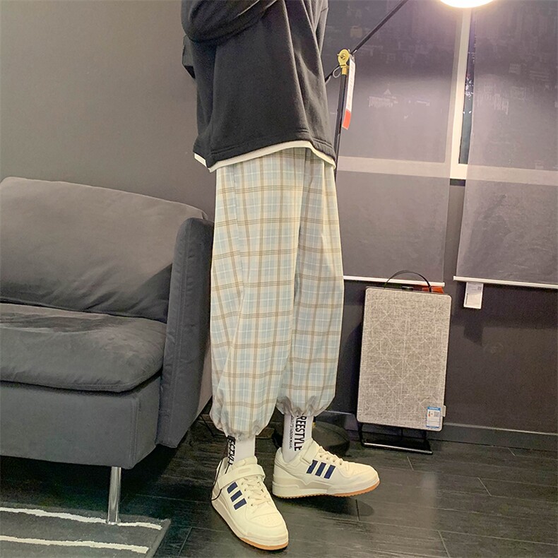 现货格子束脚裤夏季休闲裤KD279-P25,男装休闲裤,电商D312-1