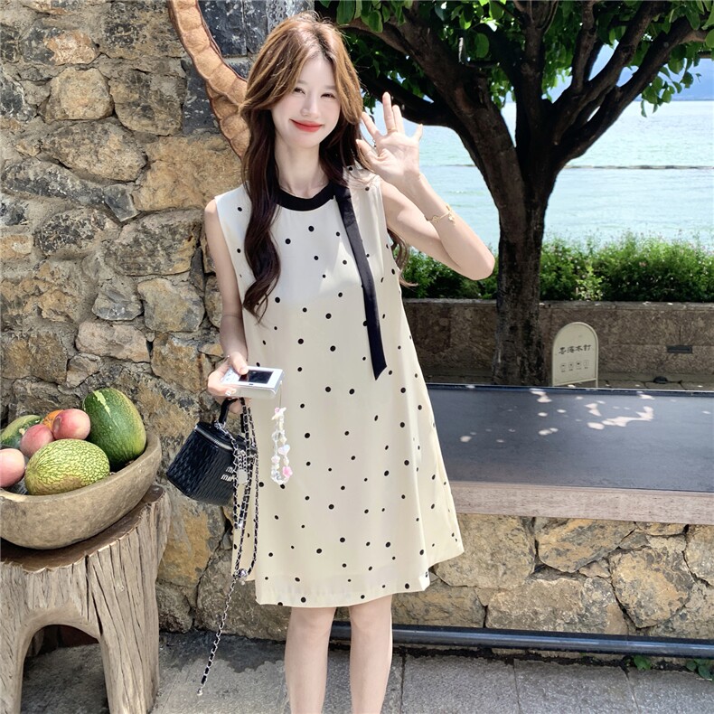 26新款夏装时尚温柔风蝴蝶结印波点连衣裙女182A-8710P135K198,女装连衣裙,浙宝182A