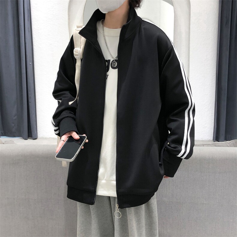 现货开衫卫衣外套男垂感运动服上衣宽松立领夹克A116P65加绒P75,男装夹克,电商A351