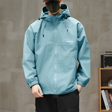 冲锋衣连帽夹克男宽松落肩纯色上衣外套DSA157B-JK727-P58，男装夹克，电商A157B