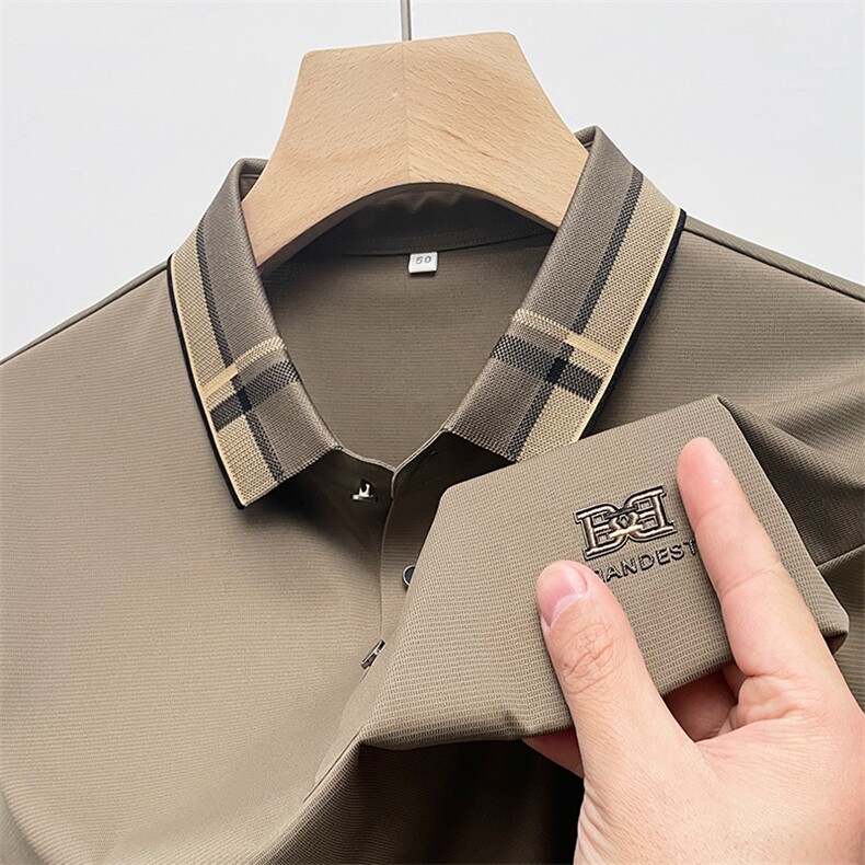 短袖Polo衫男夏季无痕冰丝T恤翻领中年商务休闲薄款体恤上衣潮，男装Polo衫，电商B212（原钱塘6029）