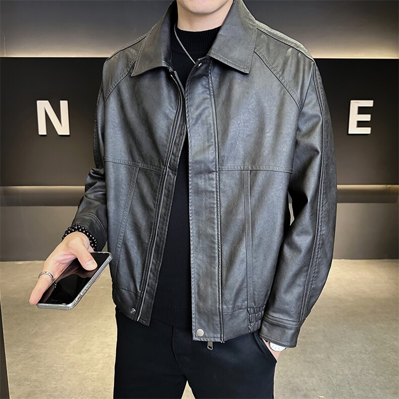秋季皮夹克宽松偏大男装皮衣2025新款品质外套C317-J8806-P155,男装夹克,电商C317