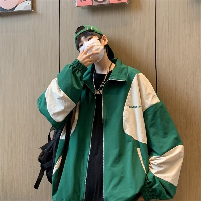 撞色立领棒球服男款春秋季港风宽松情侣外套潮牌J103-P58,女装职业装,星座1109-3