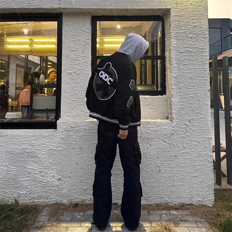 W9515-P70网图现货新款棒球服毛巾刺绣情侣宽松夹克外套,男装夹克,星座1608-2