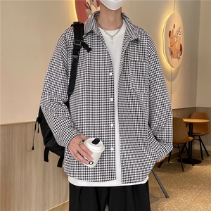 潮衬衫简约夏季方领潮流文艺原宿标准男青春流行百搭长袖CS01 P33图片