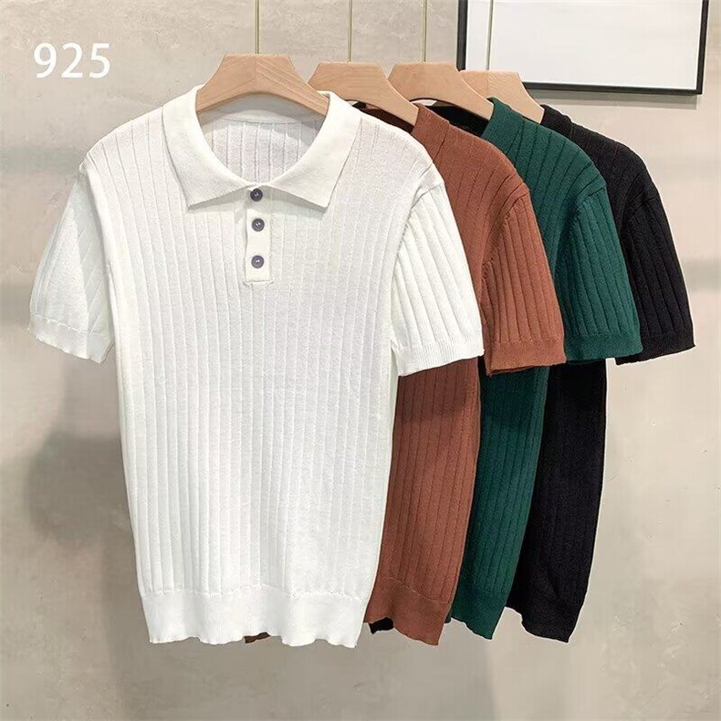 925#自家图P38polo衫M-3XL黑色白色绿色棕色图片