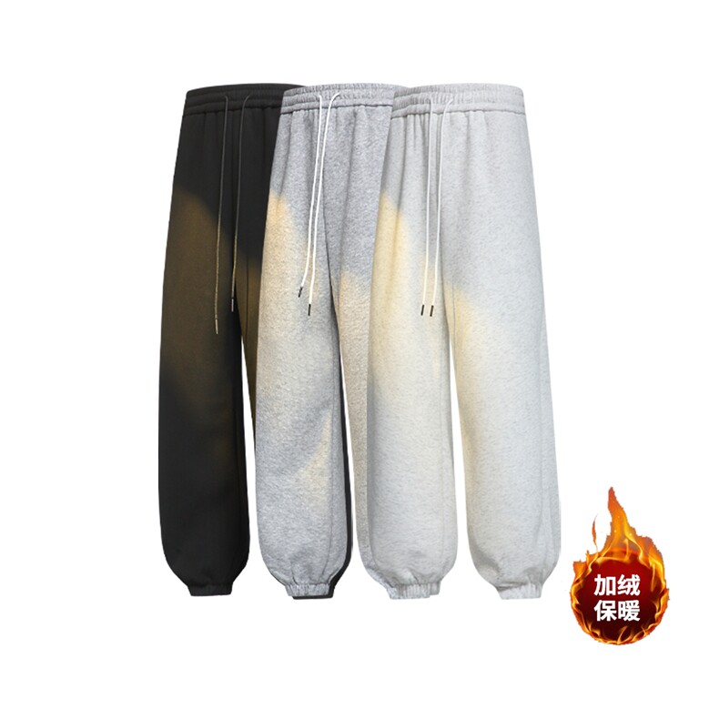 得物抖音二开大货在仓纯色加绒加厚400G卫裤束脚休闲裤K2501-P45，男装休闲裤，星座201-4