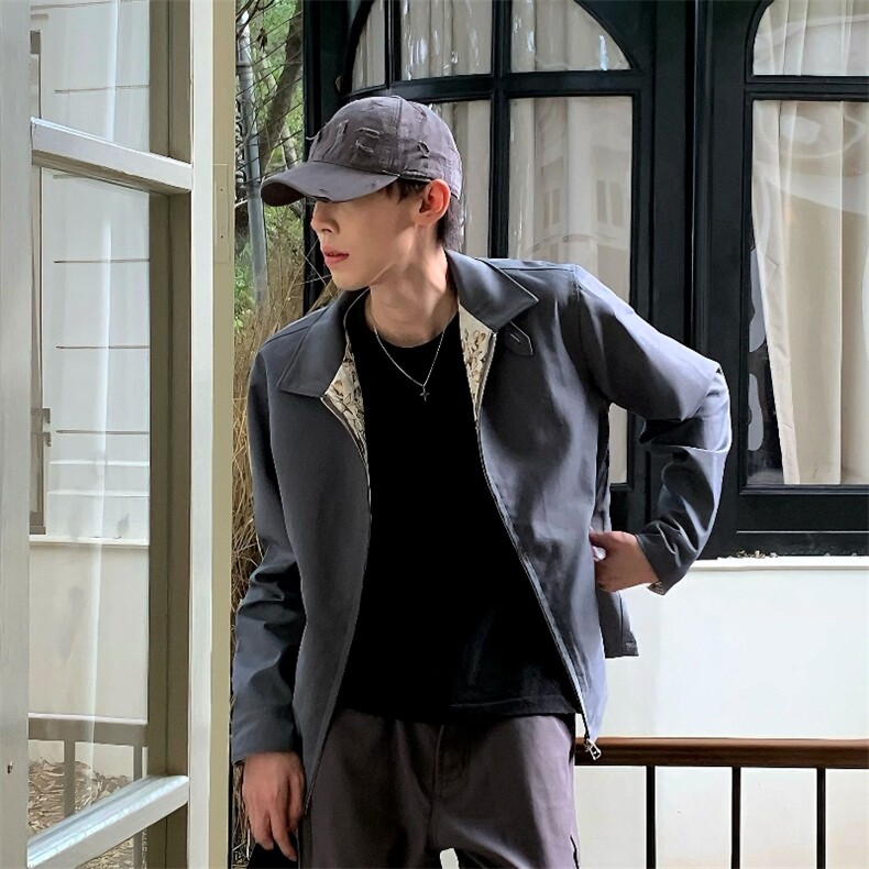 现货自制行政夹克简约商务休闲风夹克哈灵顿外套潮上衣，男装夹克，星座807