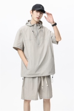 夏季新款卫衣男短袖高级感冰凉休闲短裤潮两件套A436-2529-P60，男装牛仔裤，电商A436