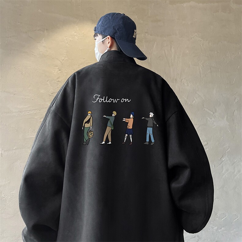 麂皮绒夹克男大码立领褂子外套JK85043-P68加绒款-P78,男装夹克,电商A040