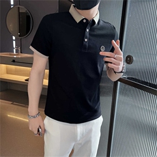 大码U字刺绣大码翻领短袖Polo衫夏季轻奢精神小伙半袖T066-P45，男装T恤，电商D342