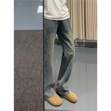 高街水洗牛仔裤男款秋季新款美式痞帅修身弯刀微喇裤XB3186，男装牛仔裤，星座208-5