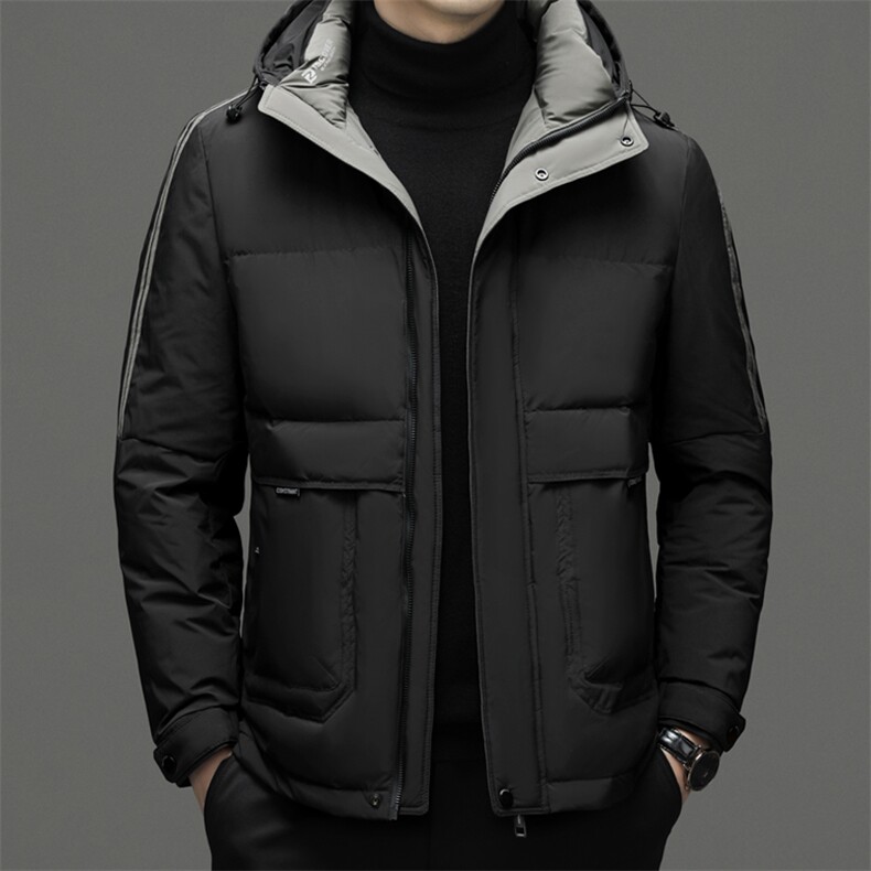 冬季新款男士连帽商务休闲羽绒服爸爸装中年厚款保暖外套男装上衣,男装羽绒服,电商B212（原钱塘6029）