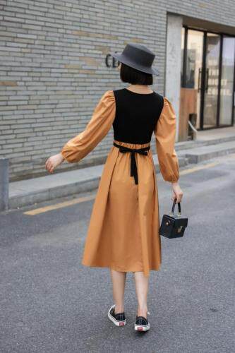 温柔法式风收腰显瘦连衣裙，女装连衣裙，东洋天堂之花