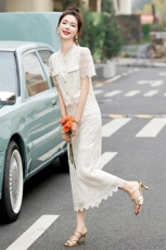 小香风蕾丝套装裙女2024夏季新款名媛气质刺绣上衣半身长裙两件套，女装套装/套裙，韩宇舍