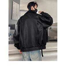 新款重工复古中性立领机车皮衣外套PU夹克上衣男女Y1027-P90网图，男装夹克，电商B245